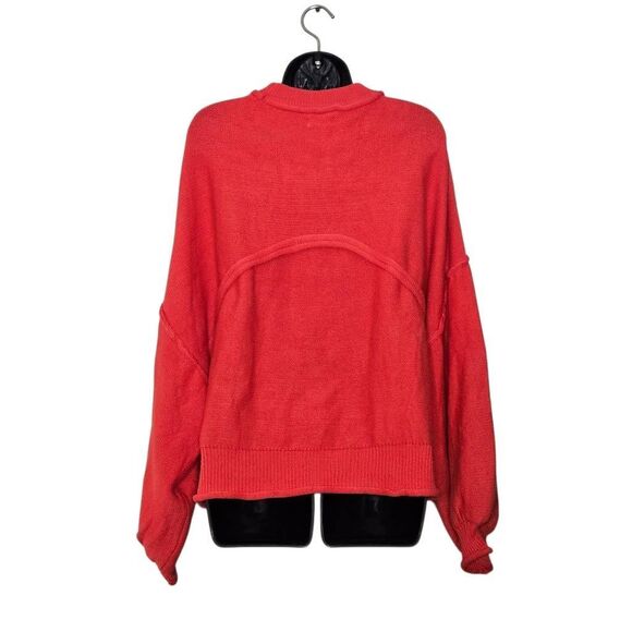 Pol Sweater Size Large Boxy Knit Oversized Puff Sleeve Coral - Picture 4 of 7